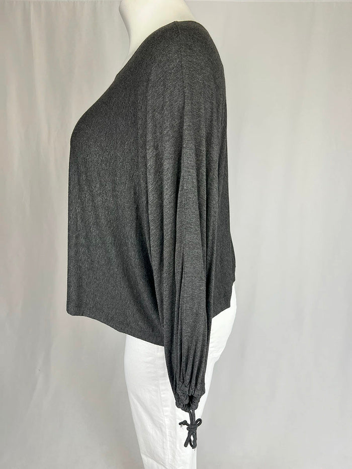 bryn Walker Open Size Gray Cropped Shirt