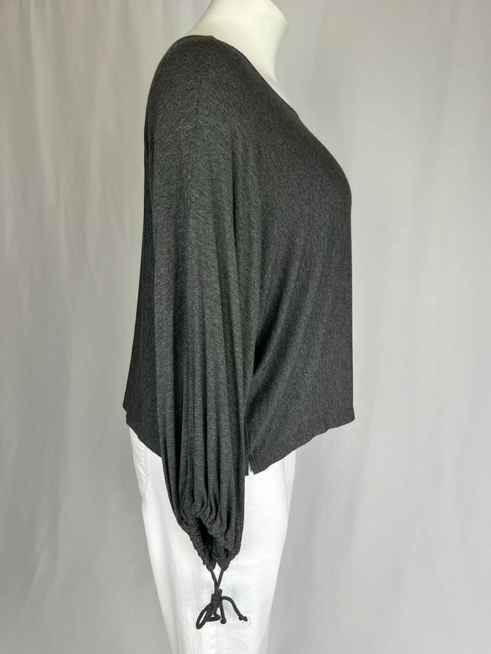 bryn Walker Open Size Gray Cropped Shirt