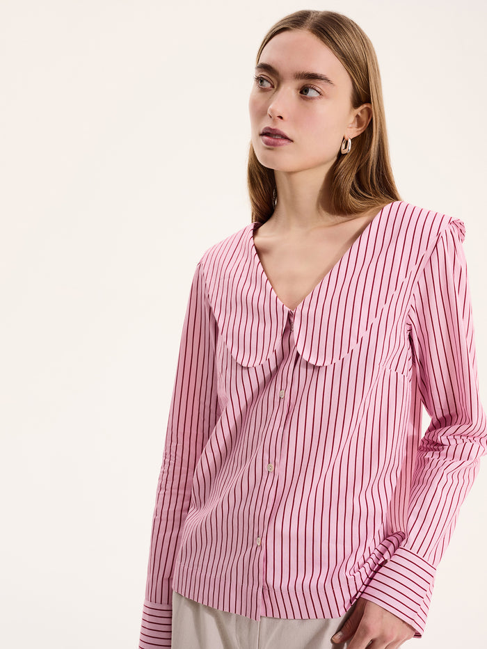 Caitlin Oversized Collar Blouse in Pink
