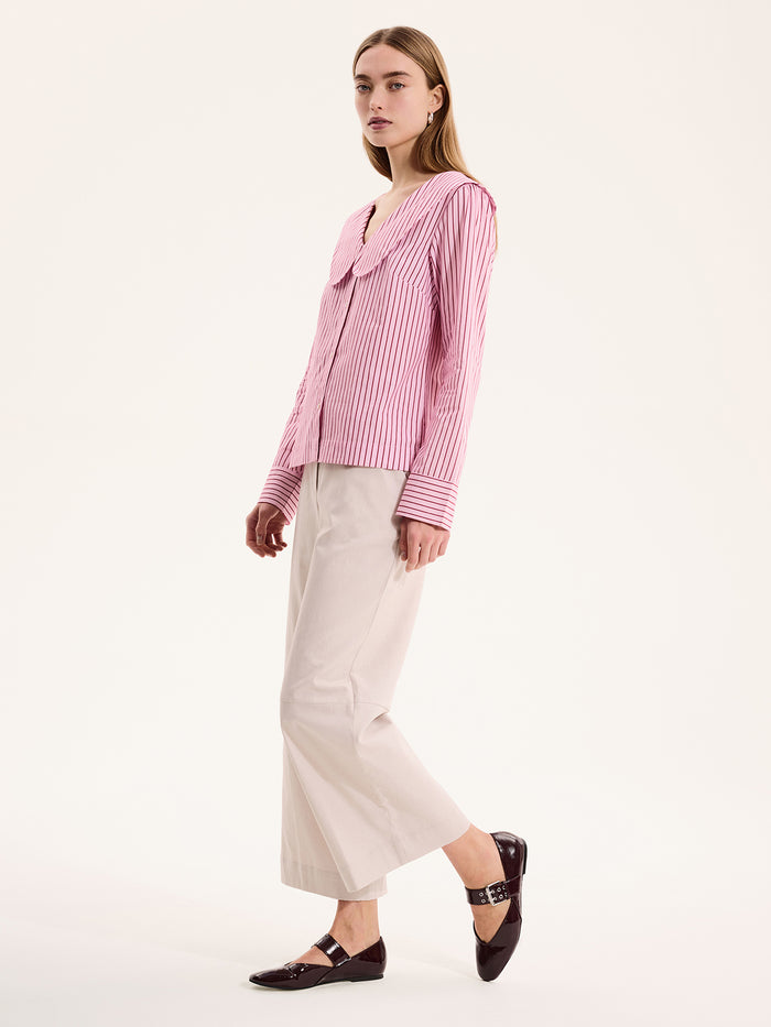 Caitlin Oversized Collar Blouse in Pink