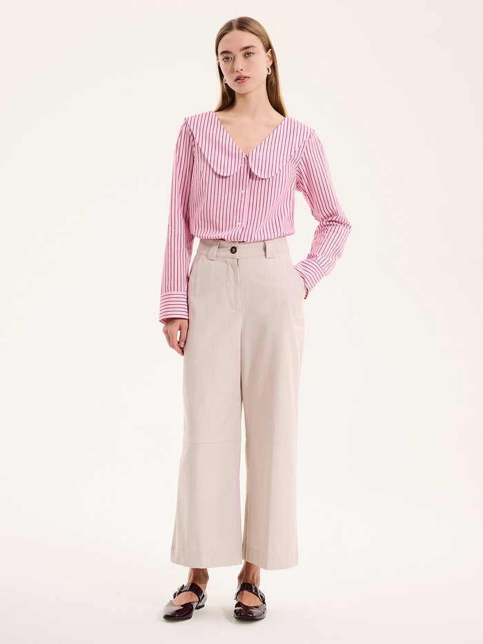 Caitlin Oversized Collar Blouse in Pink