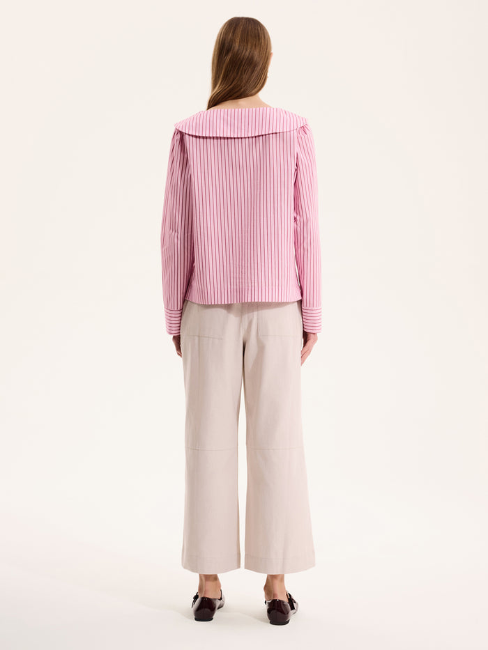 Caitlin Oversized Collar Blouse in Pink