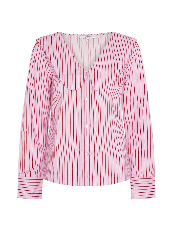 Caitlin Oversized Collar Blouse in Pink