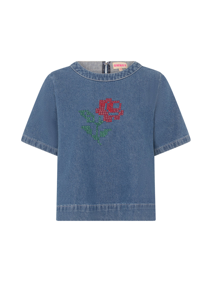Cally Blouse in Mid Wash
