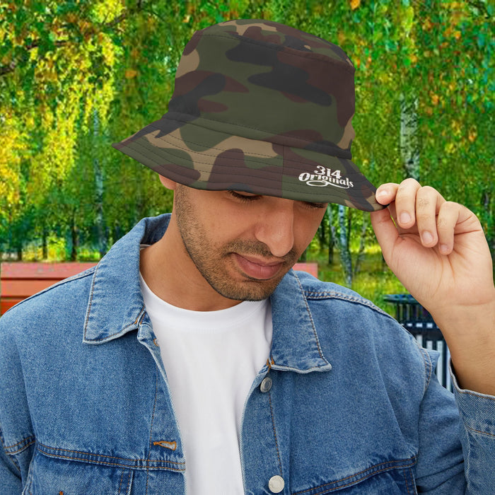 Camo Bucket Hat – Classic Woodland Camouflage Bucket Hat with 'U.S. Originals' Accent - 314 Originals