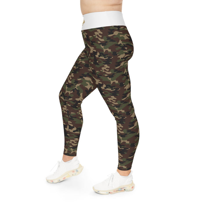 Camo Plus Size Leggings — Subtle Side Script Graphic, Comfortable Everyday Activewear - 314 Originals