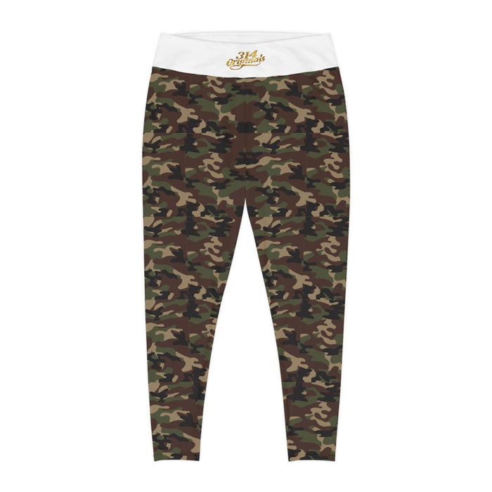 Camo Plus Size Leggings — Subtle Side Script Graphic, Comfortable Everyday Activewear - 314 Originals