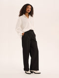 Candy Pleat Front Straight Leg Trouser in Black