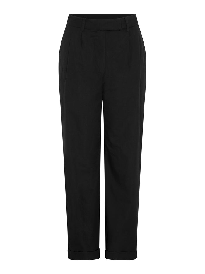 Candy Pleat Front Straight Leg Trouser in Black