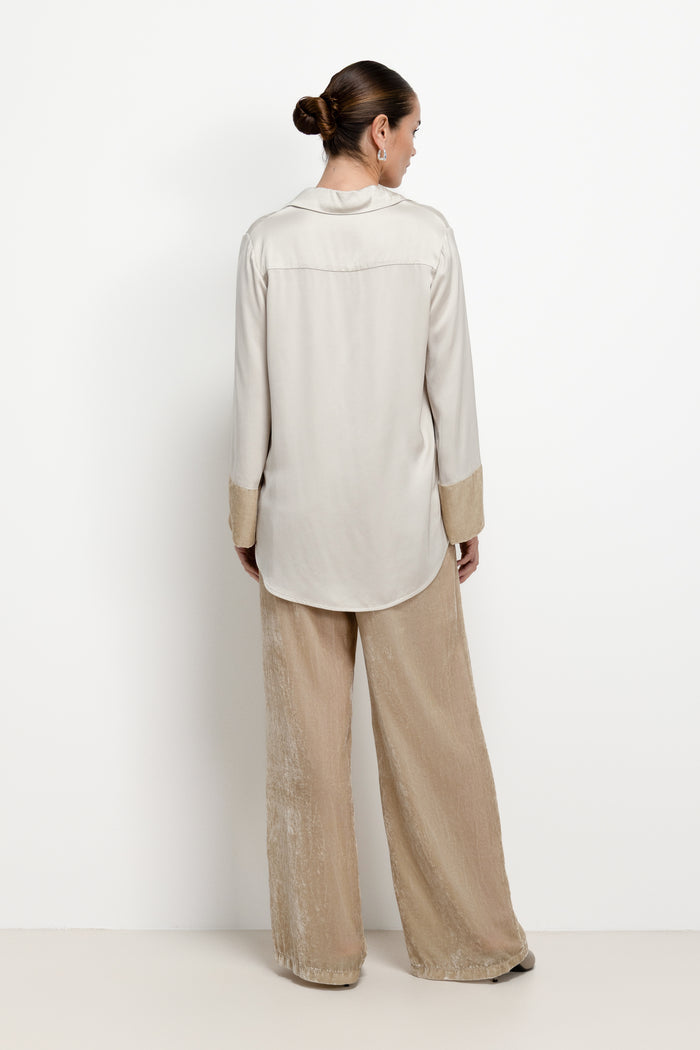 Caroline Velvet Cuff Shirt | Honey