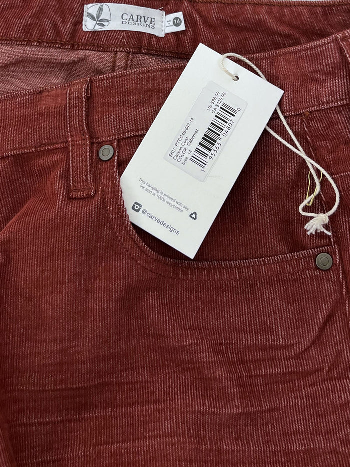 Carve Designs Size 14 Rust Corduroy Pants NWT