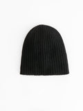 Cashmere Solid Beanie In Black