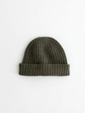 Cashmere Solid Beanie In Heather Olive