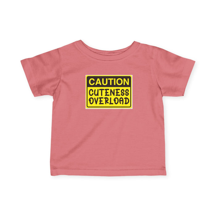 "Caution: Cuteness Overload" — Baby T-Shirt (Yellow Warning Sign) - 314 Originals