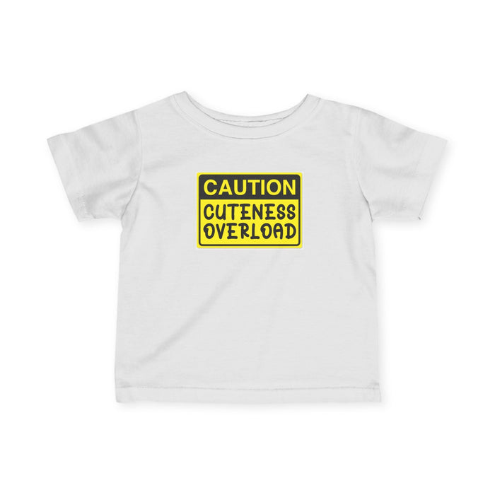 "Caution: Cuteness Overload" — Baby T-Shirt (Yellow Warning Sign) - 314 Originals