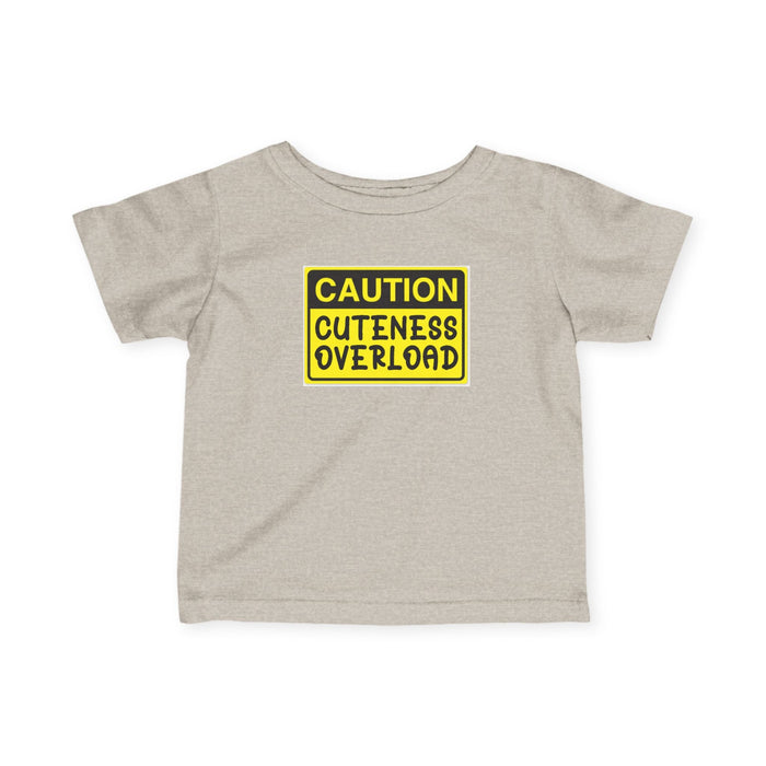 "Caution: Cuteness Overload" — Baby T-Shirt (Yellow Warning Sign) - 314 Originals