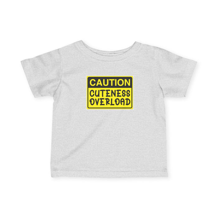 "Caution: Cuteness Overload" — Baby T-Shirt (Yellow Warning Sign) - 314 Originals