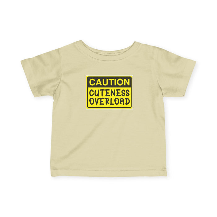 "Caution: Cuteness Overload" — Baby T-Shirt (Yellow Warning Sign) - 314 Originals