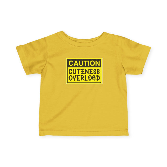 "Caution: Cuteness Overload" — Baby T-Shirt (Yellow Warning Sign) - 314 Originals