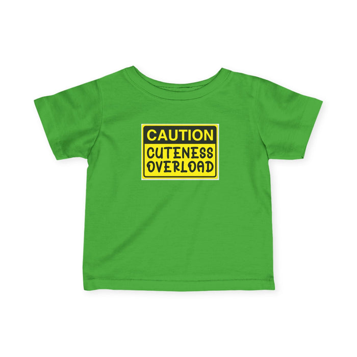"Caution: Cuteness Overload" — Baby T-Shirt (Yellow Warning Sign) - 314 Originals