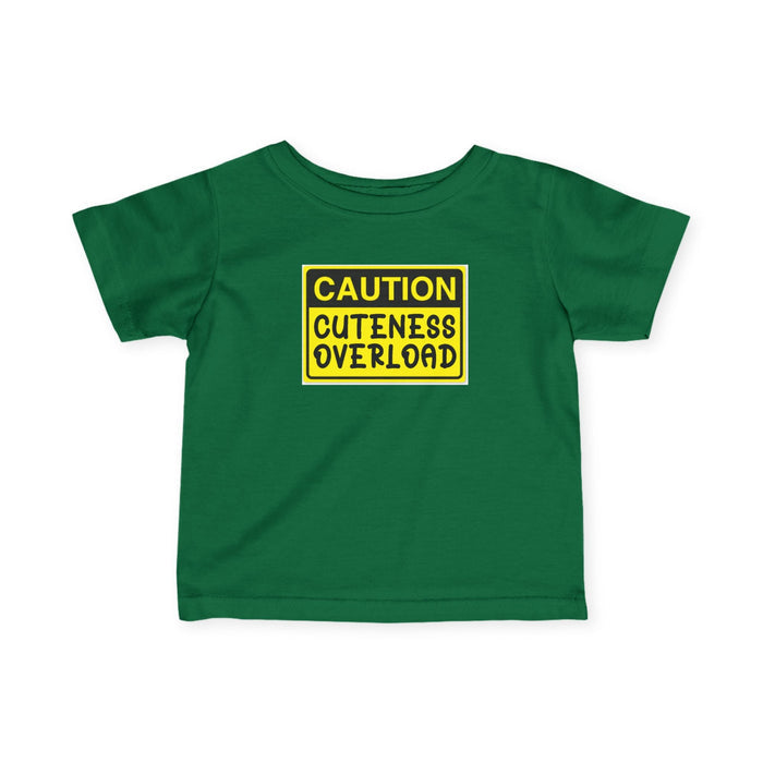 "Caution: Cuteness Overload" — Baby T-Shirt (Yellow Warning Sign) - 314 Originals