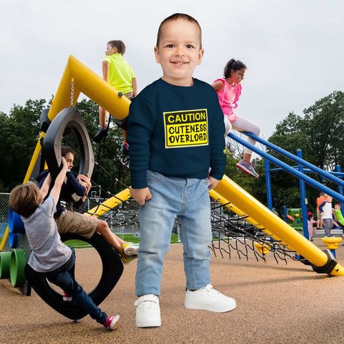 "Caution: Cuteness Overload" Kids Crewneck Toddler Sweatshirt - 314 Originals
