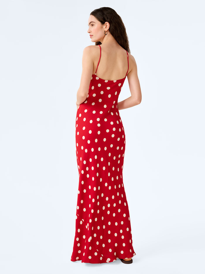 Cecile Dress in Red and Cream Polka Dot