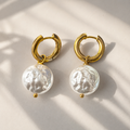 Celeste Pearl Drop Hoops