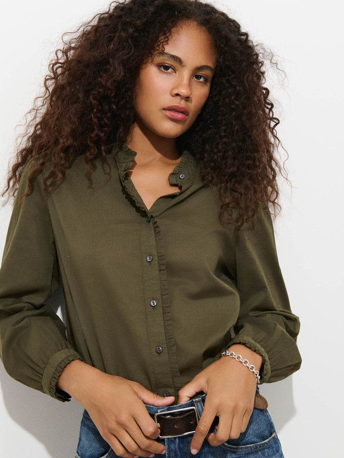 Chantilly Ruffle Shirt In Cotton Voile