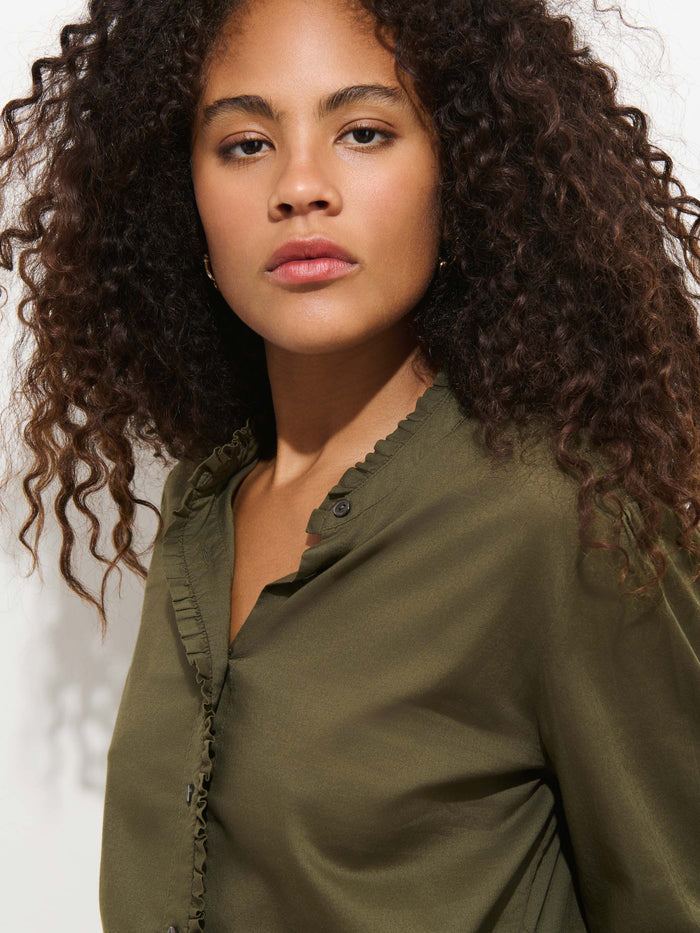 Chantilly Ruffle Shirt In Cotton Voile