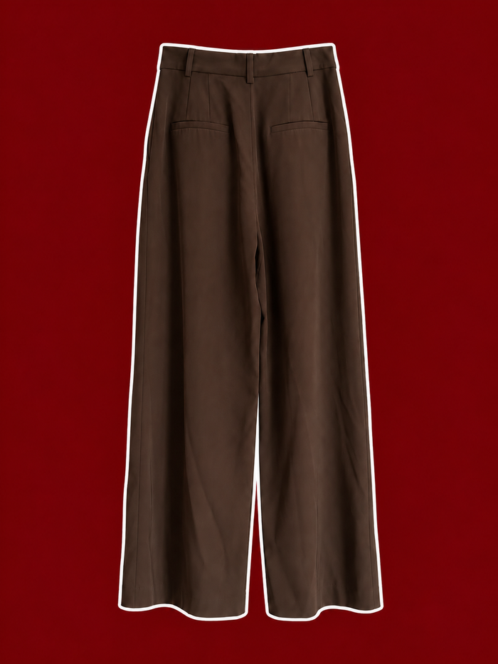 Chocolate Brown Pleated Wide-Leg Trousers