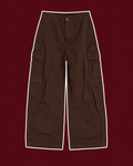 Chocolate Brown Wide-Leg Utility Cargo Pants
