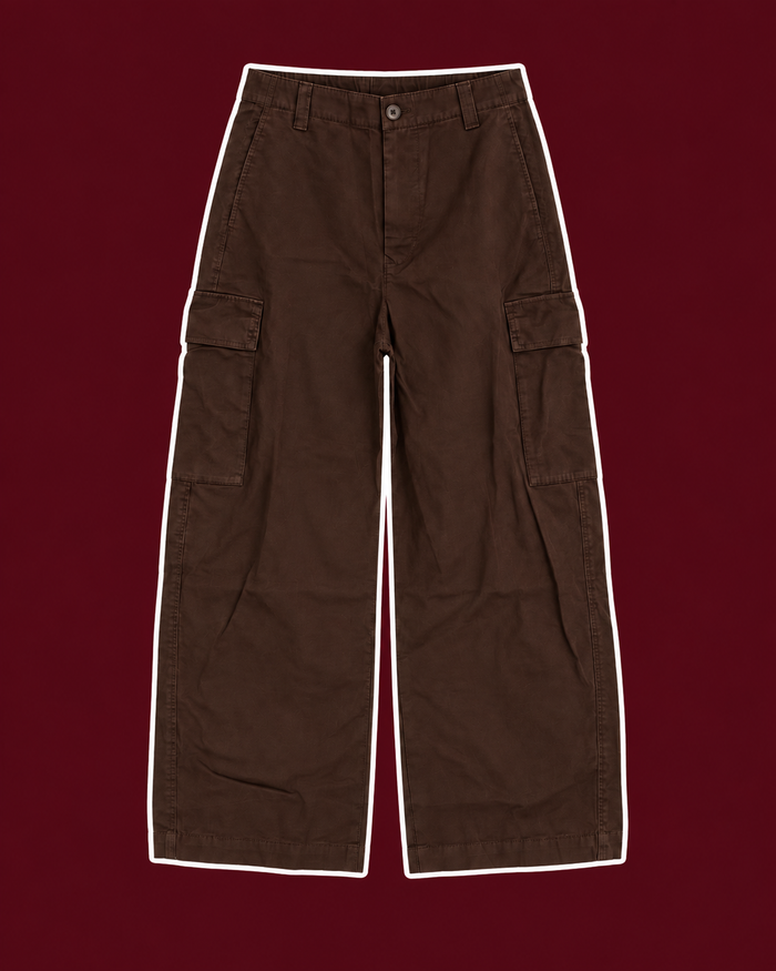 Chocolate Brown Wide-Leg Utility Cargo Pants