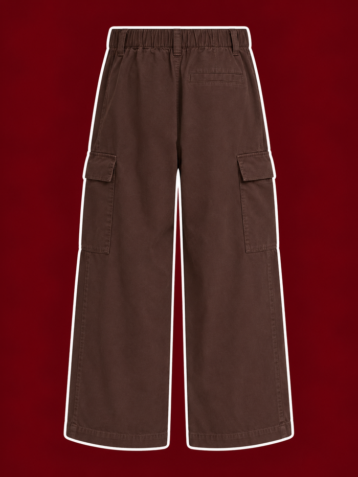 Chocolate Brown Wide-Leg Utility Cargo Pants