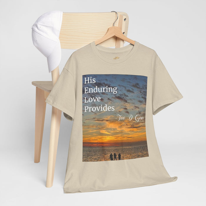 Christian Sunset T-Shirt – "His Enduring Love Provides" Inspirational Gospel Tee - 314 Originals