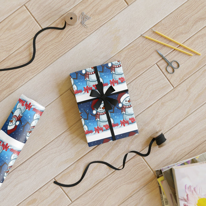 Christmas Snowman Wrapping Paper Roll — Holiday Gift Wrap with 'Merry Christmas' Design - 314 Originals