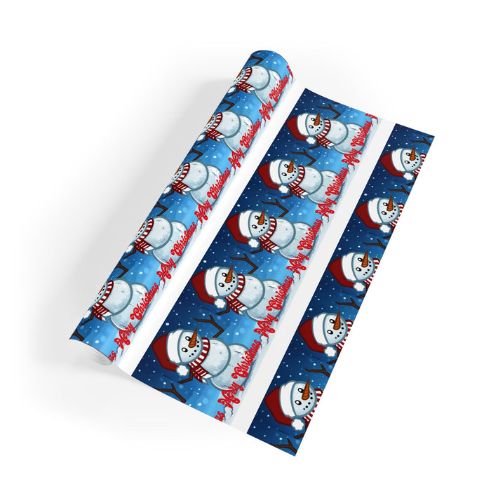 Christmas Snowman Wrapping Paper Roll — Holiday Gift Wrap with 'Merry Christmas' Design - 314 Originals