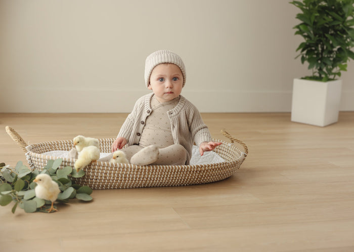 Chunky Knit Cardigan with Beanie