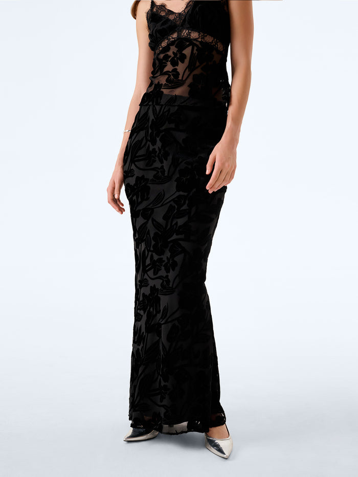 Cierra Skirt in Black Devore