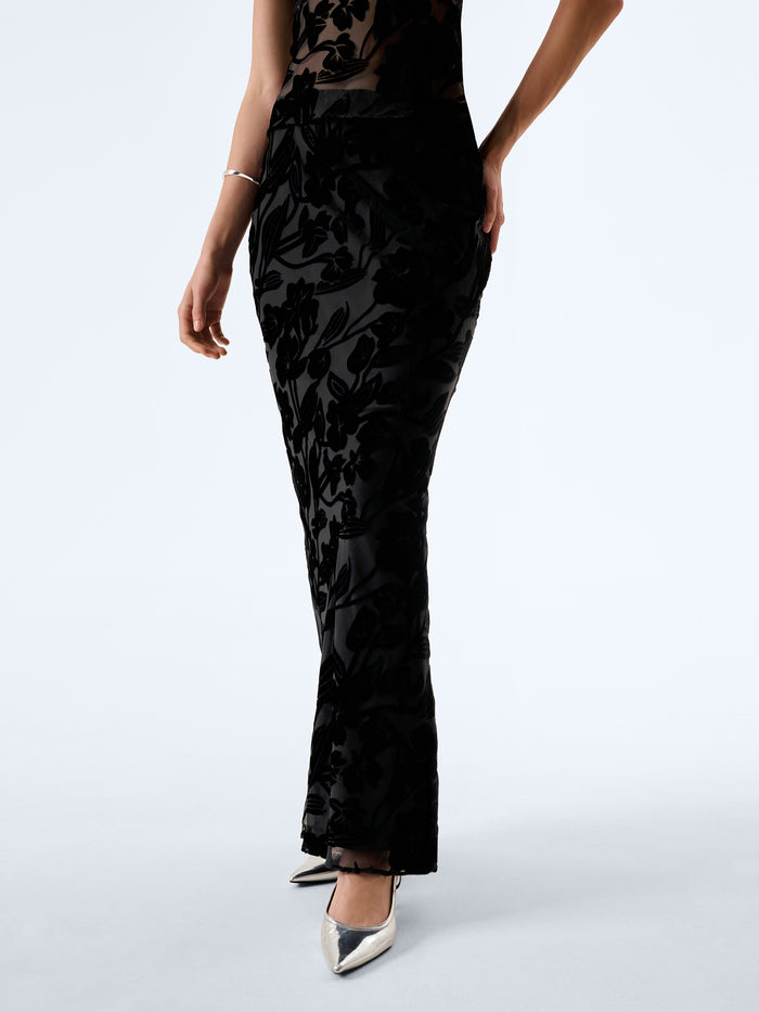 Cierra Skirt in Black Devore