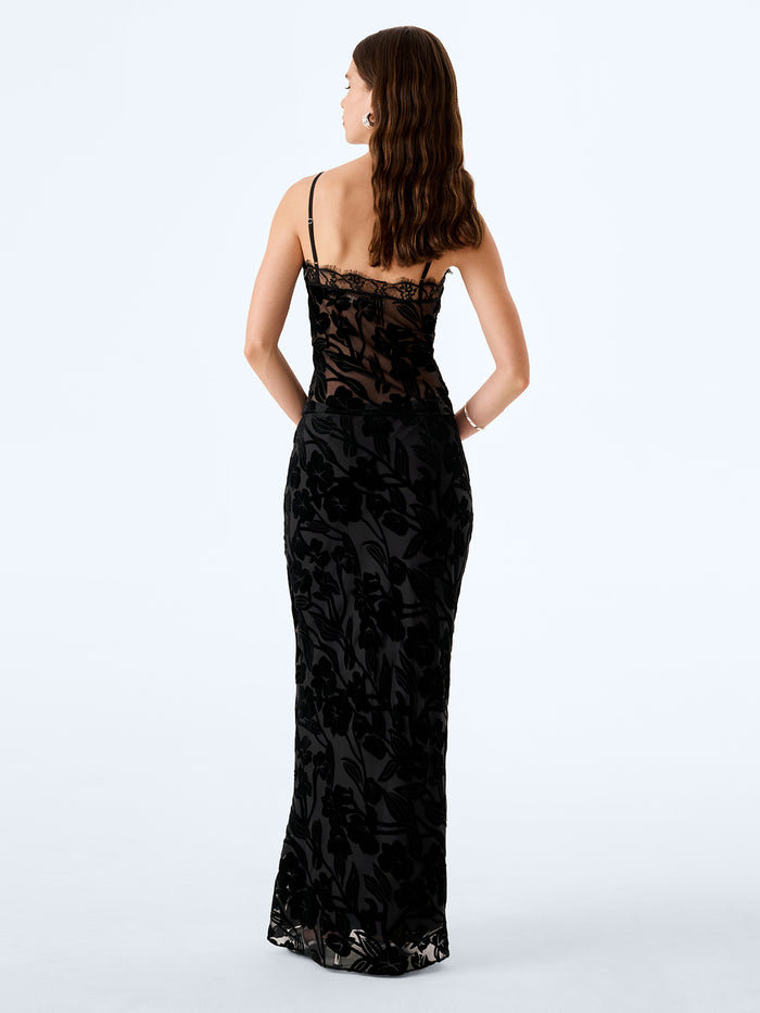 Cierra Skirt in Black Devore