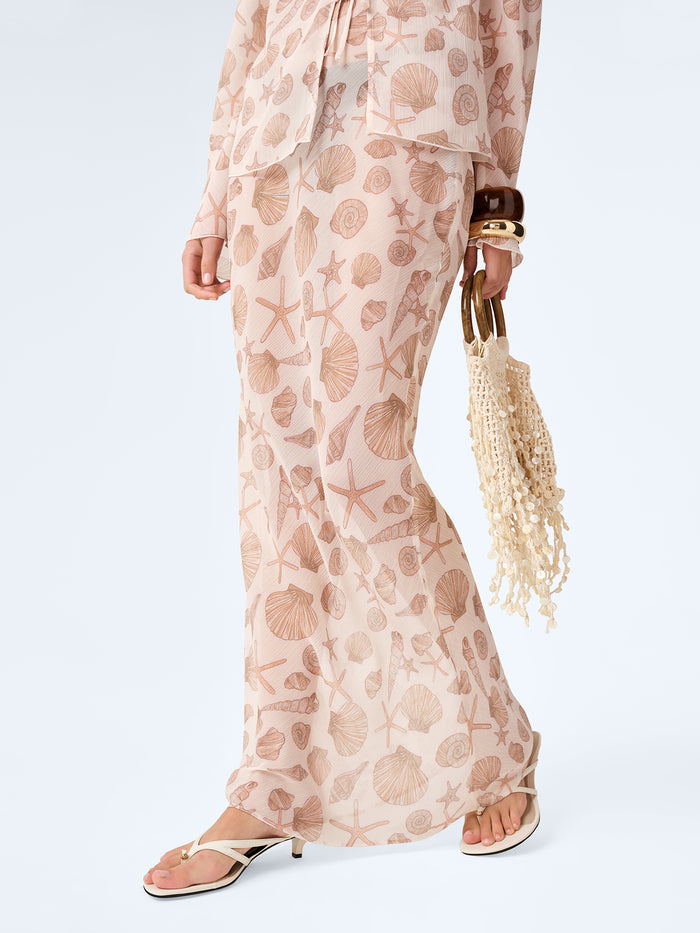 Cierra Skirt in Painterly Shell Print