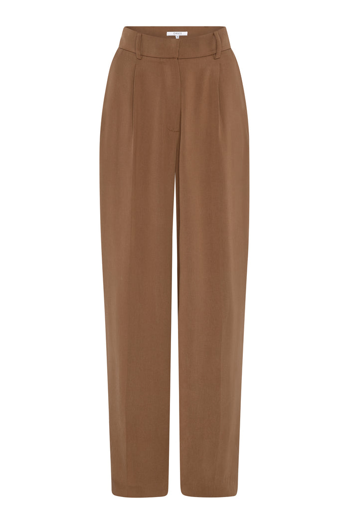 Cinnamon Straight Leg Trousers in Tobacco