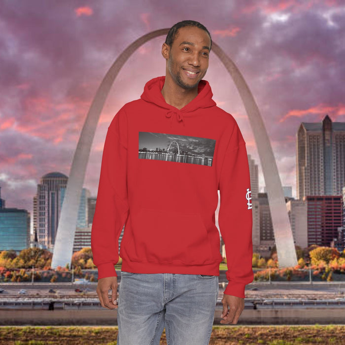 City Skyline Hoodie — Black & White Waterfront Panorama Pullover - 314 Originals