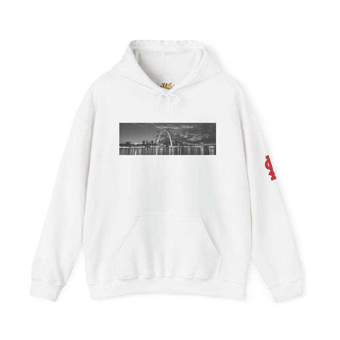 City Skyline Hoodie — Black & White Waterfront Panorama Pullover - 314 Originals