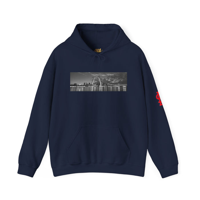City Skyline Hoodie — Black & White Waterfront Panorama Pullover - 314 Originals