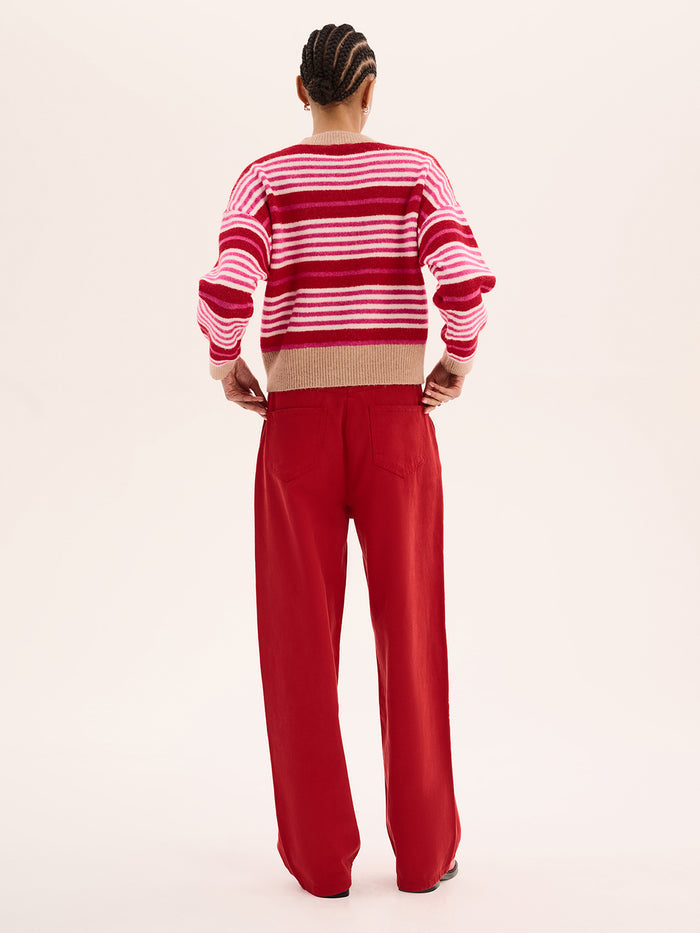 Clementine Stripe Jumper in Pink and Red