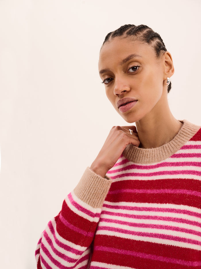 Clementine Stripe Jumper in Pink and Red