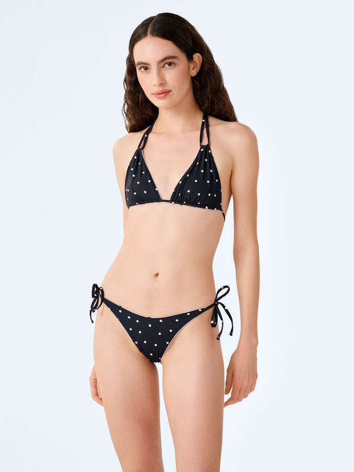 Coral Reversible Bikini Set in White Polka Dot