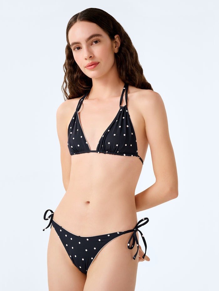 Coral Reversible Bikini Set in White Polka Dot